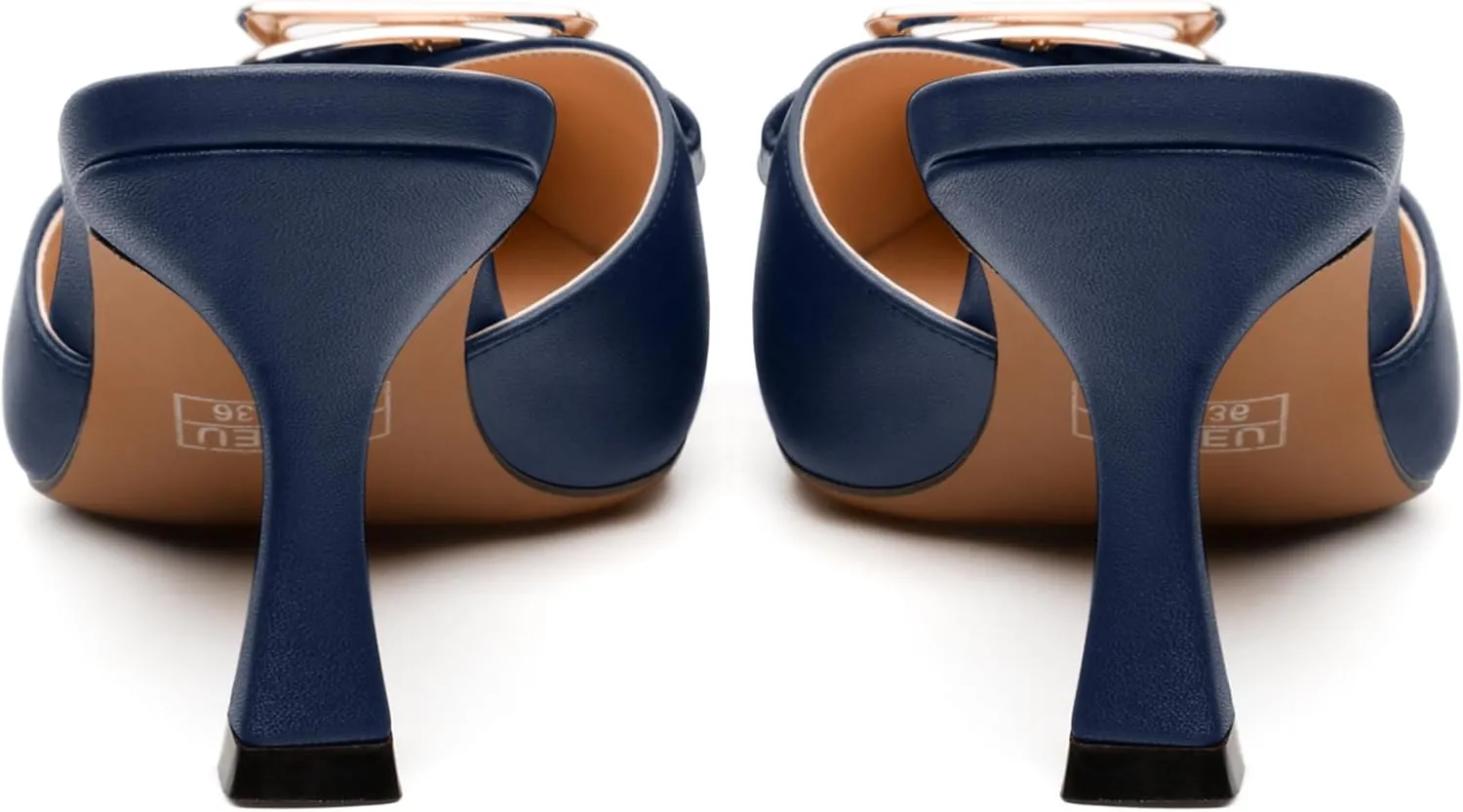 Women's Mules, Buckle Pointed Toe High Heels, Fashion Slide Sandals for Daily Working Dating