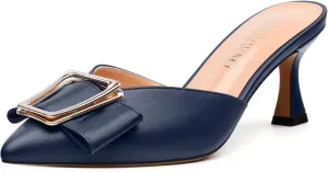 Women's Mules, Buckle Pointed Toe High Heels, Fashion Slide Sandals for Daily Working Dating