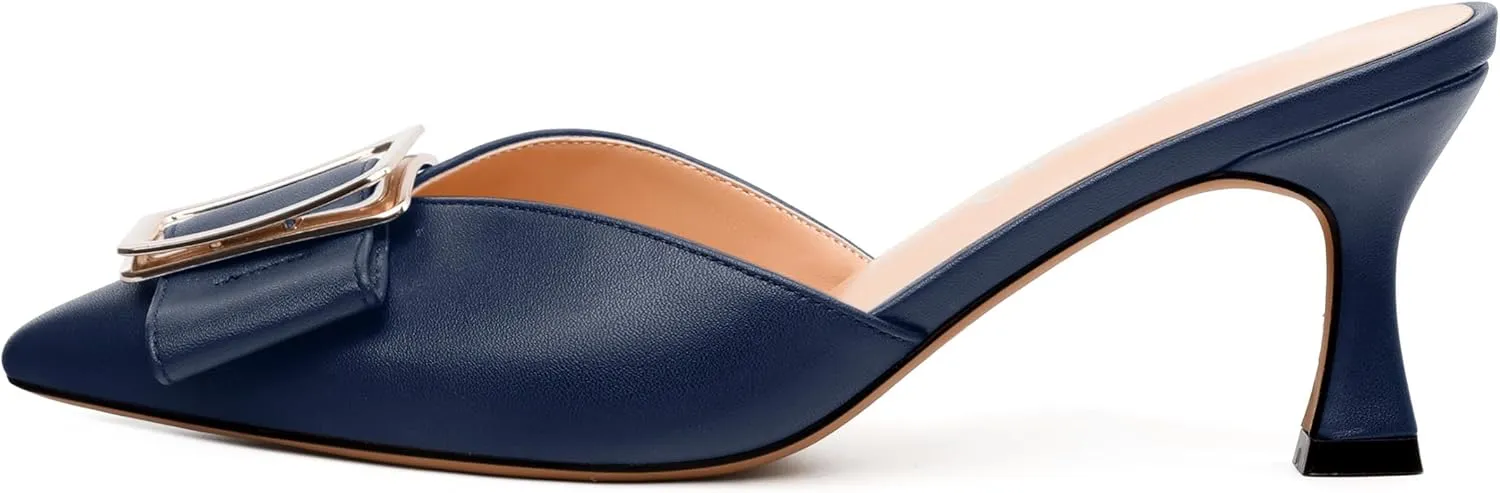 Women's Mules, Buckle Pointed Toe High Heels, Fashion Slide Sandals for Daily Working Dating