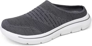 Womens Mules Slip On Knit Flats Backless Walking Sneakers Breathable Mesh Slippers Slip-On Open Back Mule Outdoor Sports Wedge Mule Lightweight Beach Shoes