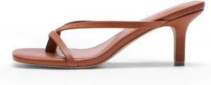 Women's Multicolor T-Strapy Strappy Kitten Heel Sandals, Square Clip Toe Slip-on Low Heel Mules, High Heel Slide Flipflops, Elegant Summer Dress Shoes for Party, Evening, and Casual Wear