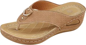Womens Orthopedic Sandals Arch Support Wedge Platform Sandals Comfortable Flip Flops Casual Boho Open Toe Thong Slipper