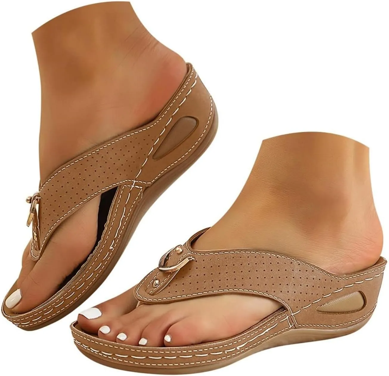 Womens Orthopedic Sandals Arch Support Wedge Platform Sandals Comfortable Flip Flops Casual Boho Open Toe Thong Slipper