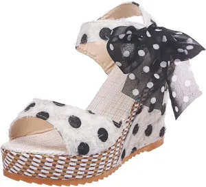 Women's Platform Sandals Wedge Open Toe Ankle Strap Lace Wedding Bridesmaid Shoes Bohemia Wide Width Close Toe Dressy Summer