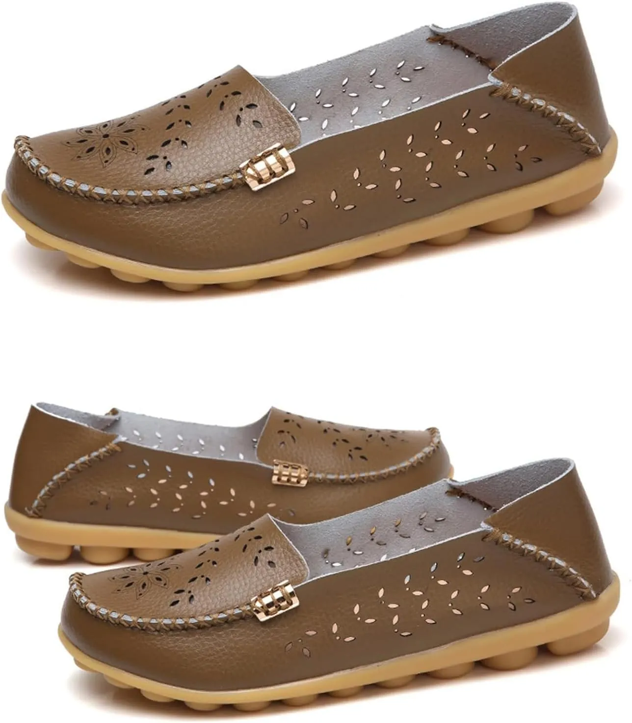 Women's Sandal Comfortable Loafers Casual Moccasins Wild Driving Flats Hole Soft-Soled Walking Shoes Women Slip On Cutout Breathable Shoes