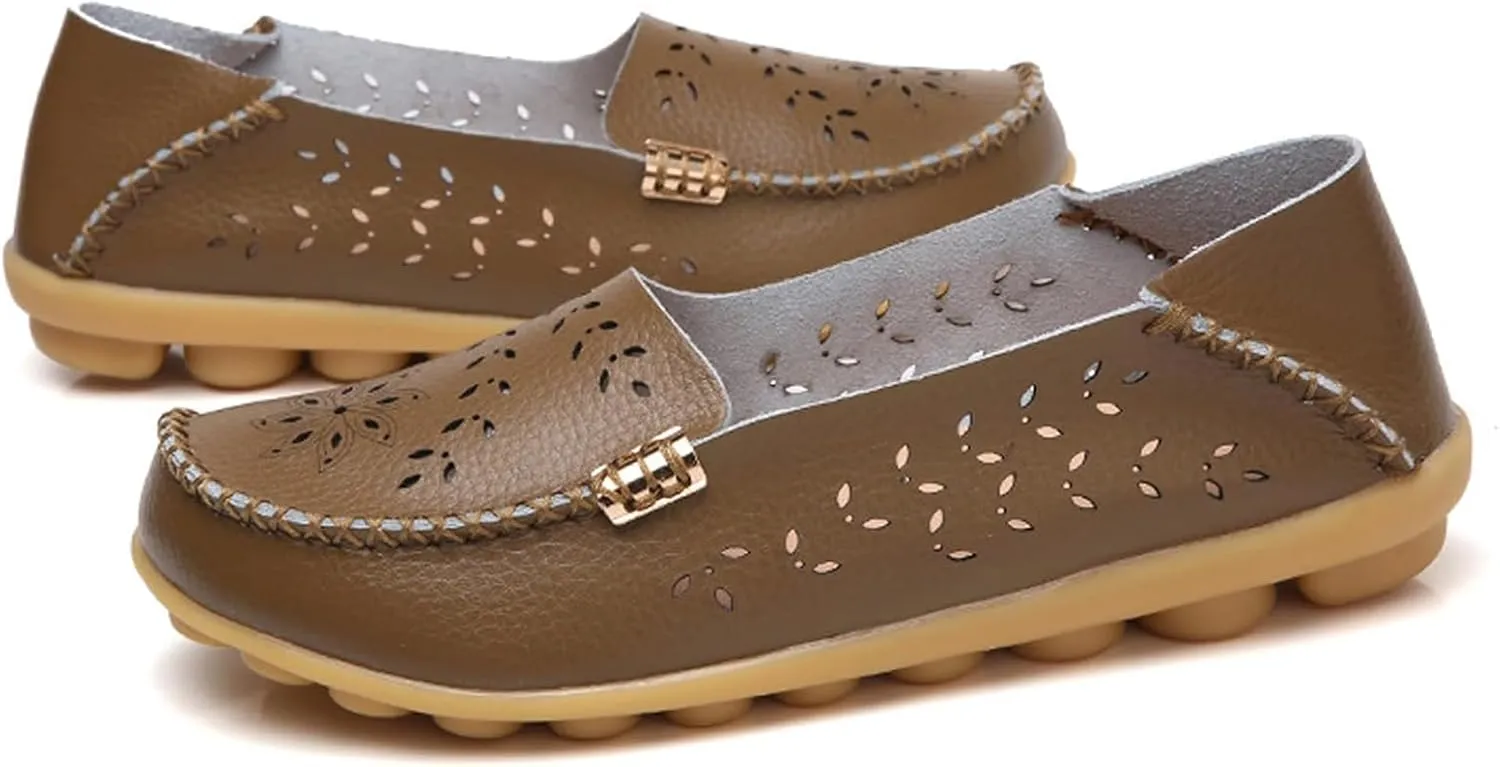 Women's Sandal Comfortable Loafers Casual Moccasins Wild Driving Flats Hole Soft-Soled Walking Shoes Women Slip On Cutout Breathable Shoes