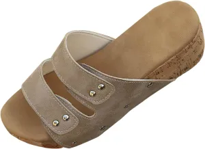 Womens Sandals 2025 Cork Platform Slip On Wedge Light Weight Soft Insole Sandals Classic Wedge Sandal