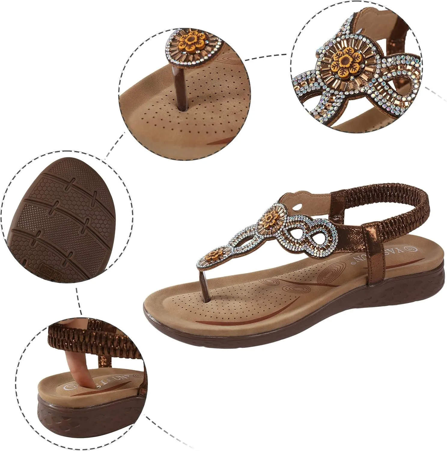 Womens Sandals Comfortable Dressy Braided Thong Sandal Elastic Ankle Strap Slip On Outdoor Flat Summer Slide
