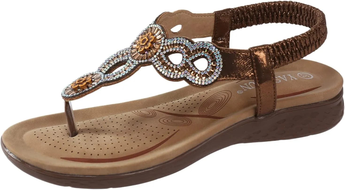 Womens Sandals Comfortable Dressy Braided Thong Sandal Elastic Ankle Strap Slip On Outdoor Flat Summer Slide
