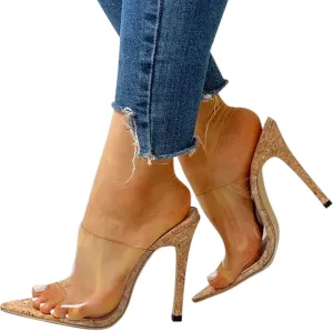 Womens Sandals, Pointy Sandals Fashion Women's, Transparent Peep-Toe High Heels Sexy Stiletto Heels Slip On Commuter Sandals Summer Casual