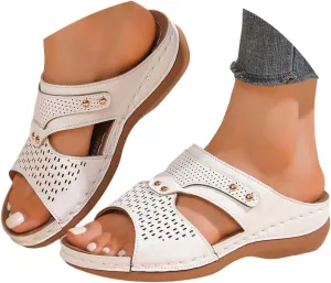 Women's Sandals Summer Casual Wedge Open Toe Comfortable Slip On Beach Shoes for Everyday Wear