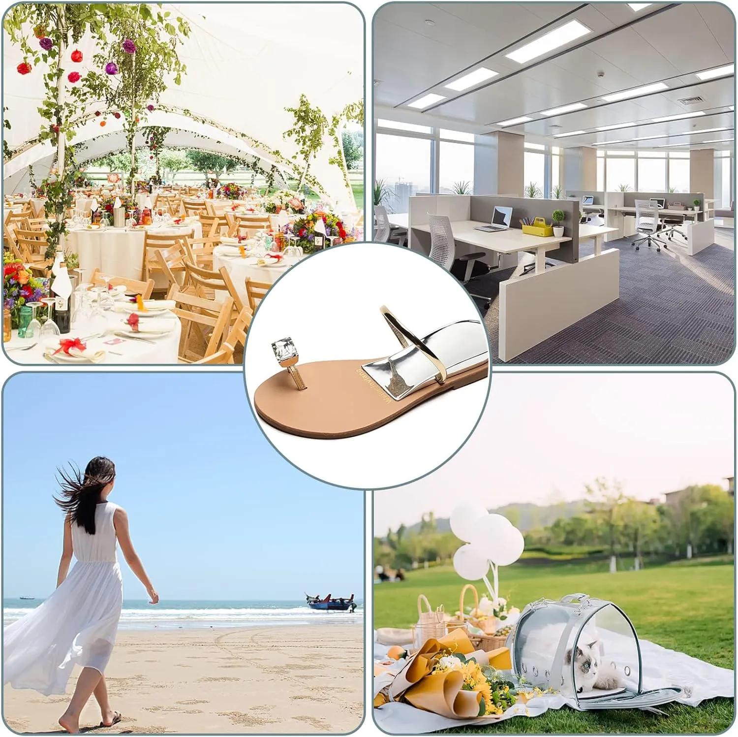 Womens Silver Rhinestone Beach Wedding Summer Jeweled Sandals Slip on Toe Ring Loop Bling Jelly Flat Gladiator Sandals Dress Dressy Wedges Bohemia Flip Flops Thong Sandal