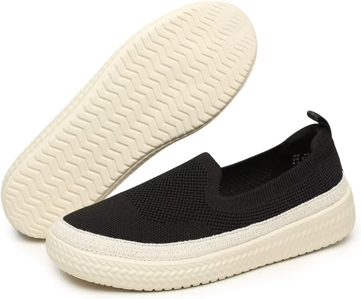 Women's Slip-on Loafers Flats Knit Walking Penny Shoes Soft Work Office Comfort Sneakers with Arch Support