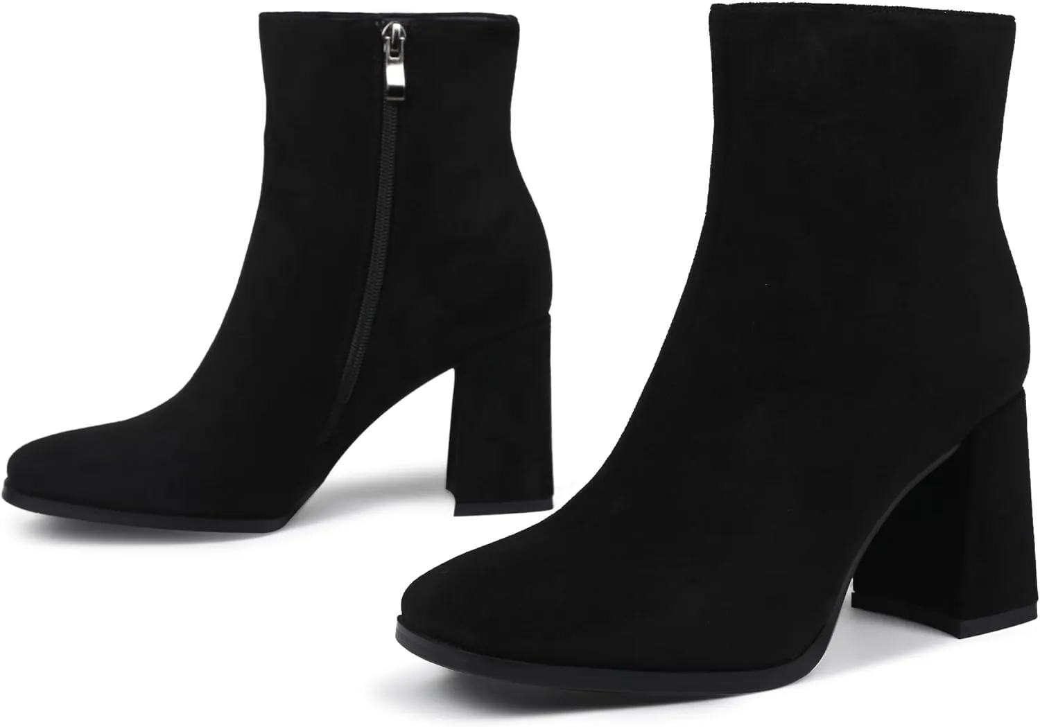 Womens Square Toe Ankle Boots Chunky Heel Causual Comfort Ankle Booties Dress Boots for Women