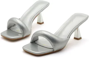 Women’s Square-Toe High-Heeled Mules – Thick Heel Slip-On Dress Shoes for Parties, Banquets & Daily Wear (Sizes 6–11)