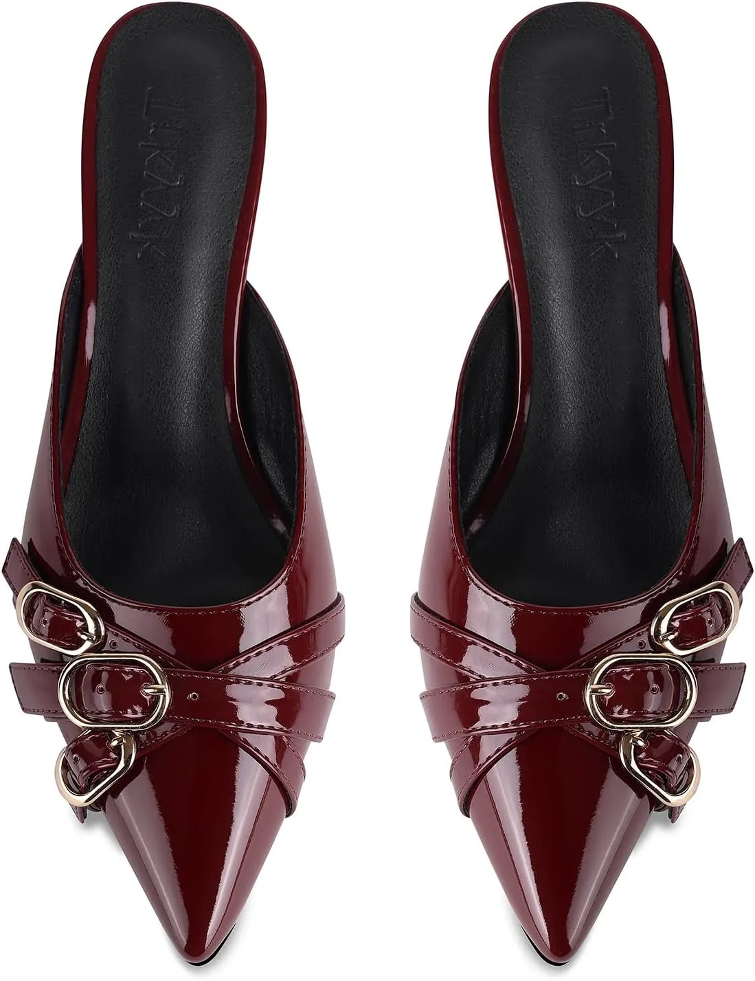 Women's Strap Heeled Mules Pointed Toe Kitten Heels Dress Pumps