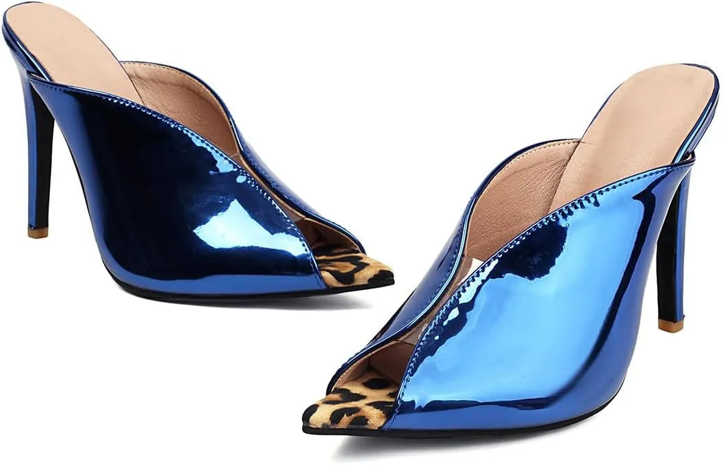 Women's V-Cut Peep Toe Mules - Stiletto High Heel Slip-On Sandals for Sexy Evening Wear Perfect for Parties or Clubs Shoes for Women