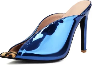 Women's V-Cut Peep Toe Mules - Stiletto High Heel Slip-On Sandals for Sexy Evening Wear Perfect for Parties or Clubs Shoes for Women