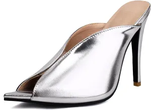 Women's V-Cut Peep Toe Mules - Stiletto High Heel Slip-On Sandals for Sexy Evening Wear Perfect for Parties or Clubs Shoes for Women