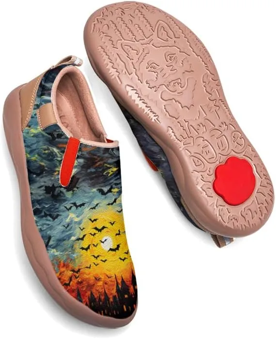 Women's Walking Casual Loafers Halloween Art Painted Travel Shoes Slip On Light Comfort Sneakers