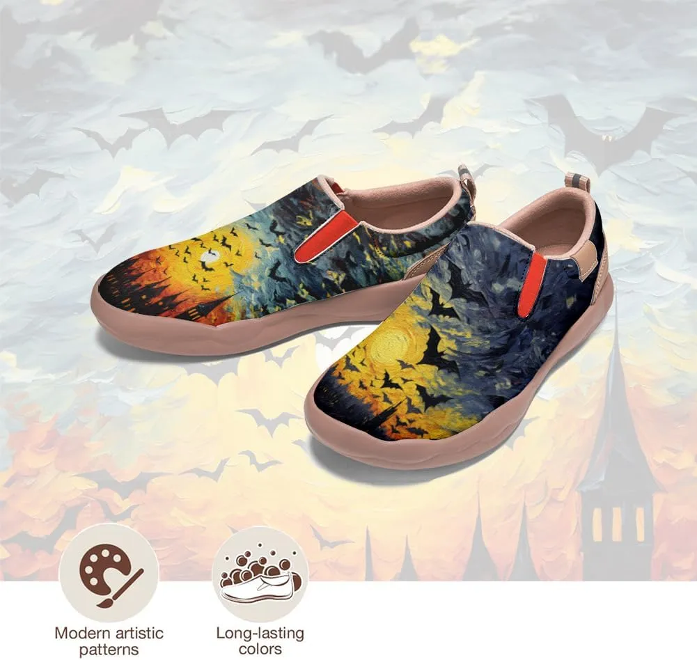Women's Walking Casual Loafers Halloween Art Painted Travel Shoes Slip On Light Comfort Sneakers