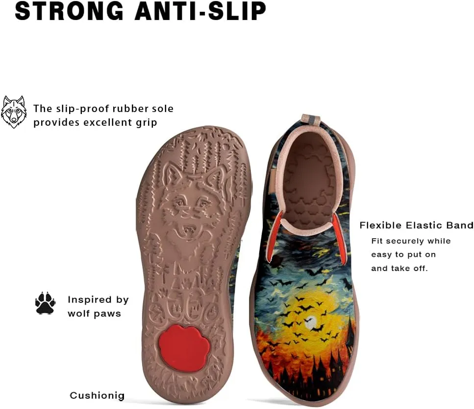 Women's Walking Casual Loafers Halloween Art Painted Travel Shoes Slip On Light Comfort Sneakers