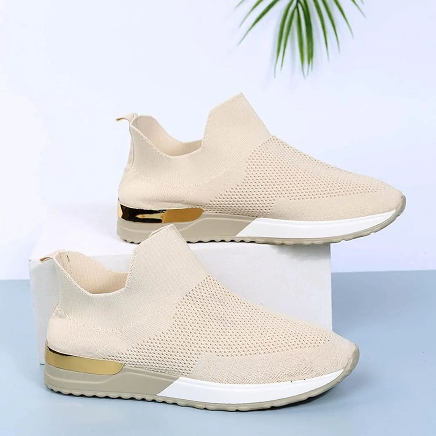 Women's Walking Shoes Cushion Comfortable Breeze Shoes Tennis Shoes Womens Boots Casual Work Shoes Platform Sneakers Slip On Tennis Shoe White Loafers