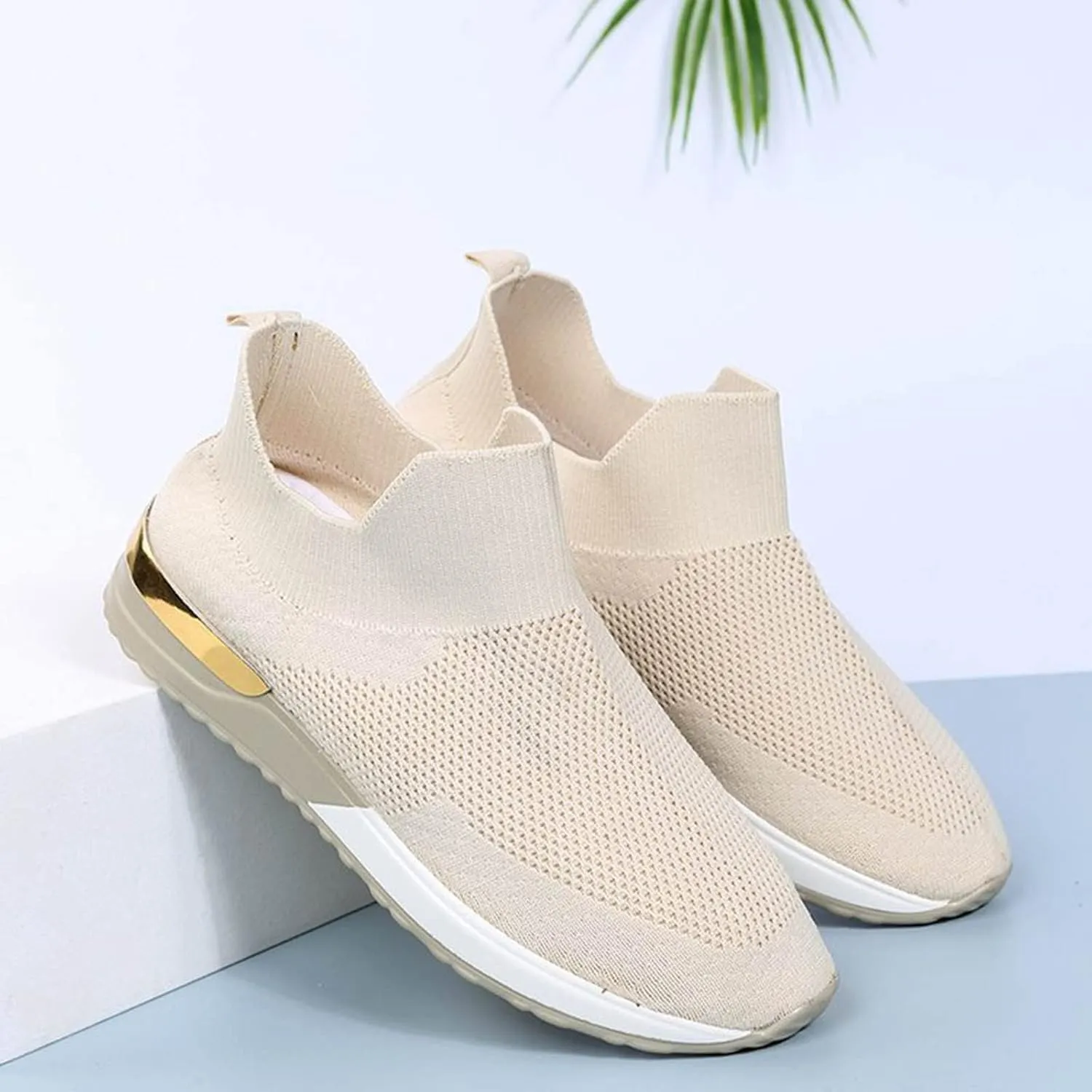 Women's Walking Shoes Cushion Comfortable Breeze Shoes Tennis Shoes Womens Boots Casual Work Shoes Platform Sneakers Slip On Tennis Shoe White Loafers