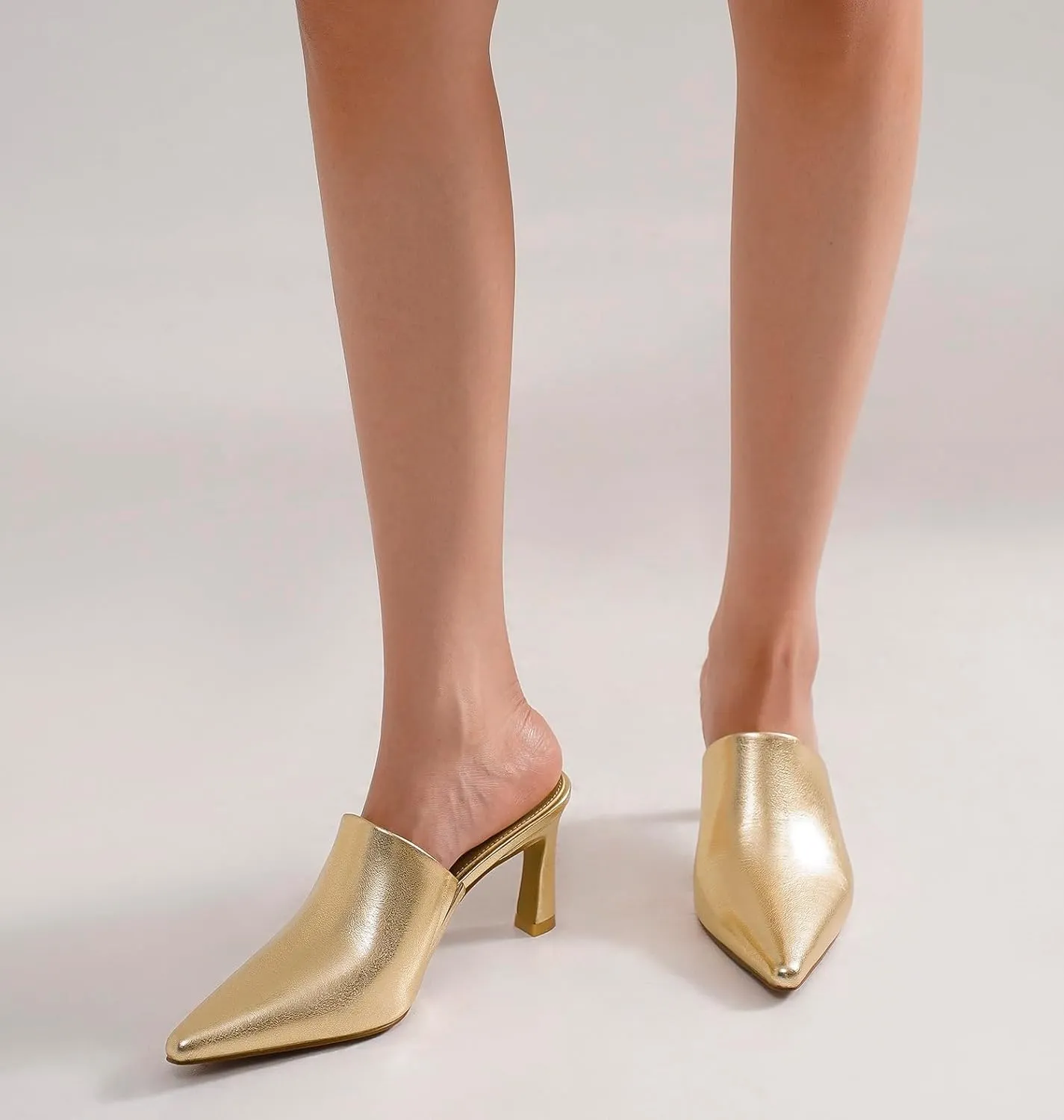 Women's Western Mules: Kitten Heel, Pointed Toe, Slip-On, Backless Slides, Available in Black, Taupe, Blush, Camel, Gold