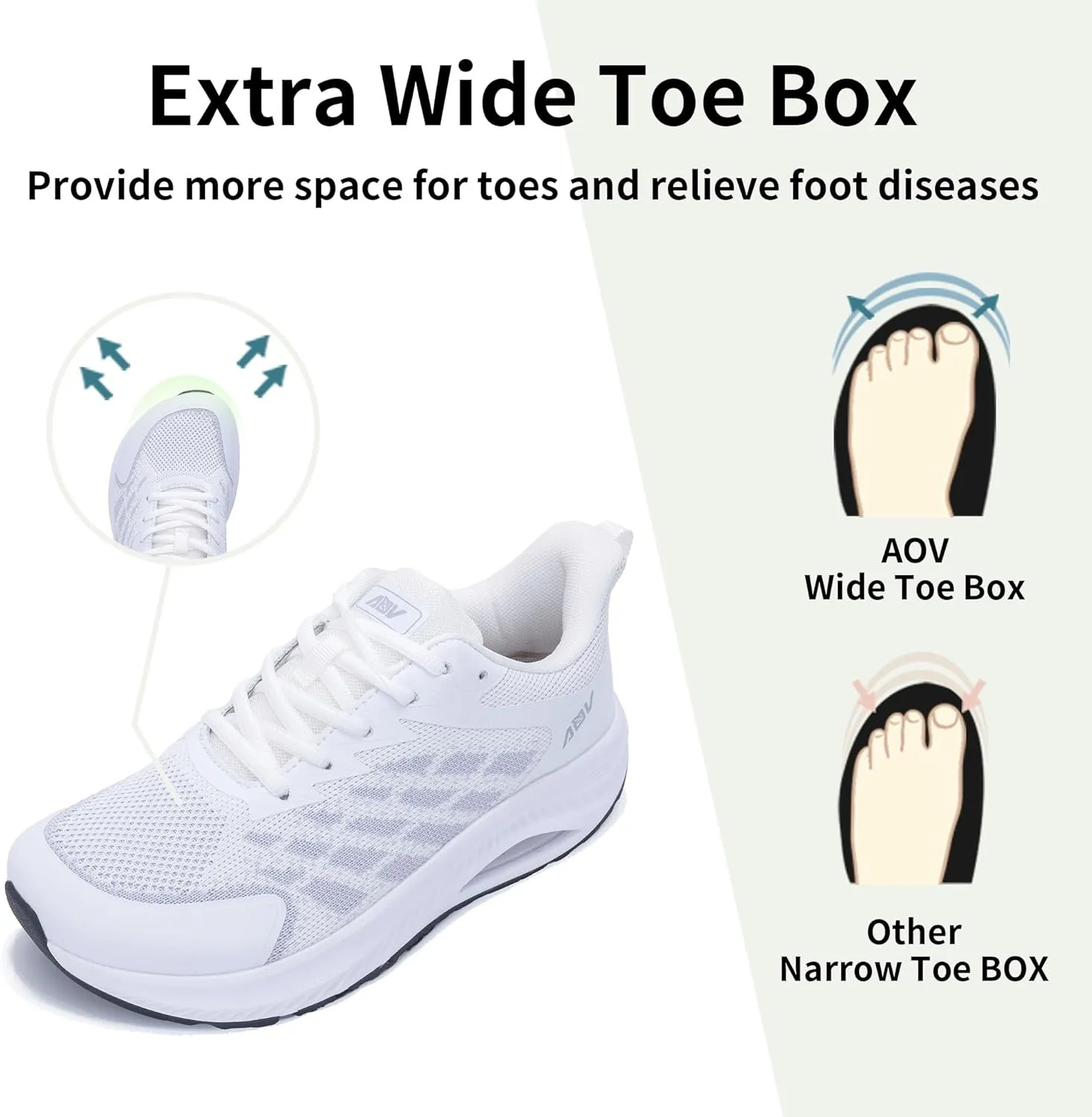 Womens Wide Toe Box Shoes with Arch Support Walking Shoes for Plantar Fasciitis Sneakers Orthotic Air Tennis Sneakers