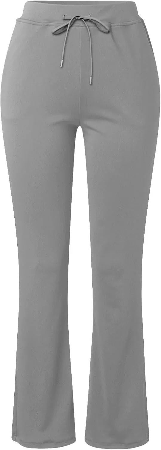 Women's Work Office Dressy Pants Trendy Straight Wide Leg Soft Stretch Yoga Sweatpants Daily Business Casual Trousers