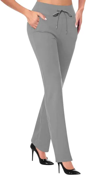 Women's Work Office Dressy Pants Trendy Straight Wide Leg Soft Stretch Yoga Sweatpants Daily Business Casual Trousers