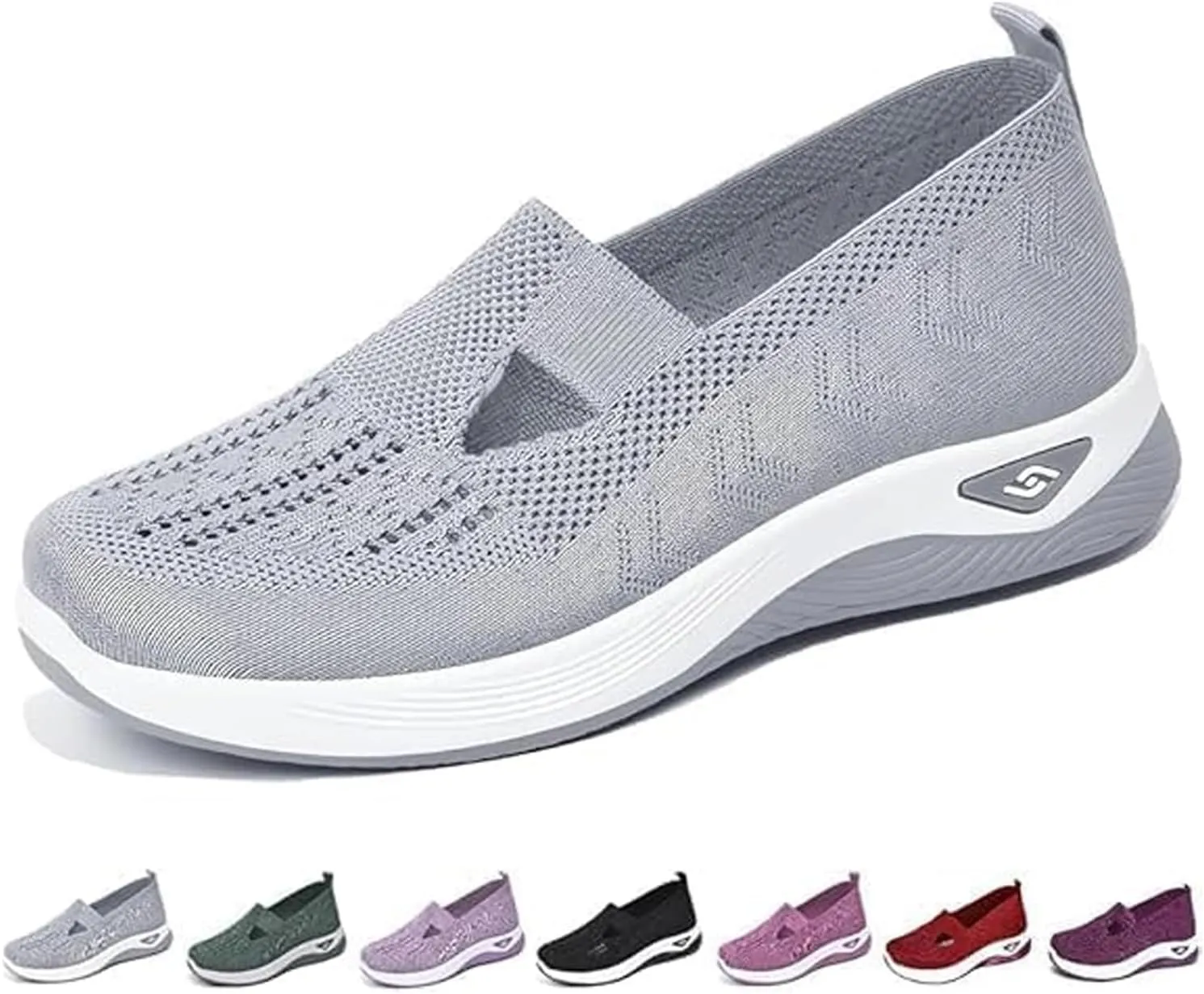 Women's Woven Orthopedic Breathable Soft Shoes Arch Support Slip-On Sneakers, Indoor Outdoor Casual Walking Anti-Skid Sports Shoes