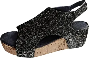 Womenyiaor Wedge Sandals for Women 2025, Women's Platform Wedge Sandals Comfortable Open Toe Buckle Ankle Strap Espadrilles Wedges Cork Casual & Dressy Summer Shoes
