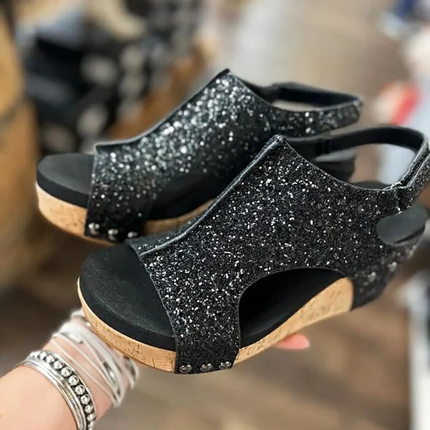 Womenyiaor Wedge Sandals for Women 2025, Women's Platform Wedge Sandals Comfortable Open Toe Buckle Ankle Strap Espadrilles Wedges Cork Casual & Dressy Summer Shoes