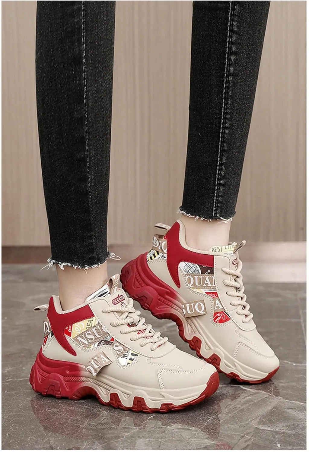 Y2K Stylish Platform Sneakers Lightweight Non Slip Thick Sole Walking Shoes for Women for Work Travel Streetwear All Day Comfort Fashion Appeal