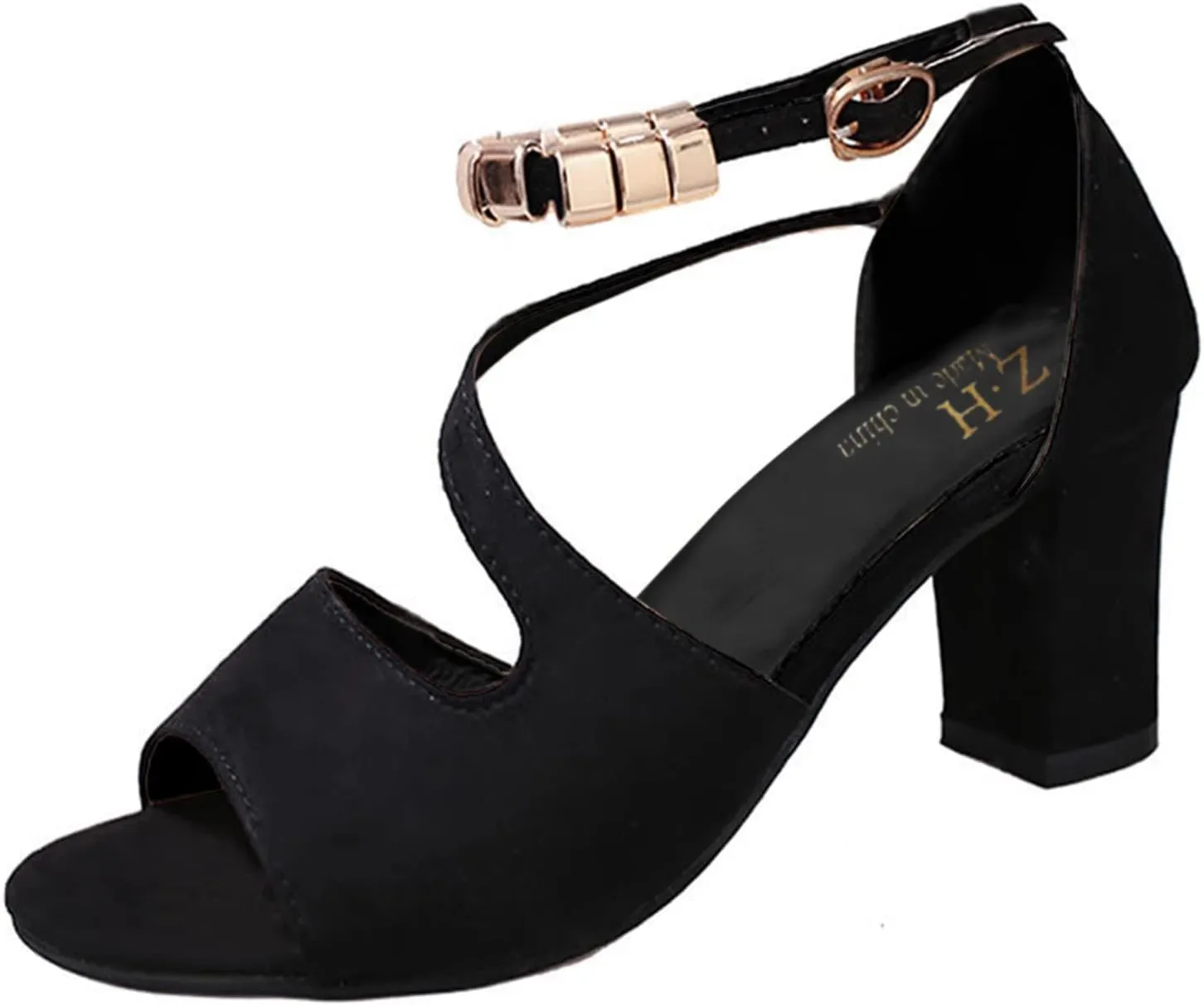 Yanzhenglip Women's Open Toe Stiletto Heeled Sandals Dressy Black High Heels Hollow Out Pointed Toe Sandals Shoes Ankle Buckle Pumps for Dressy Wedding (B-Black, 7)