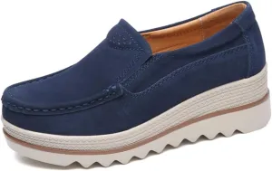 YING LAN Women Slip On Loafers Comfort Suede Moccasins Wide Low Top Shoes