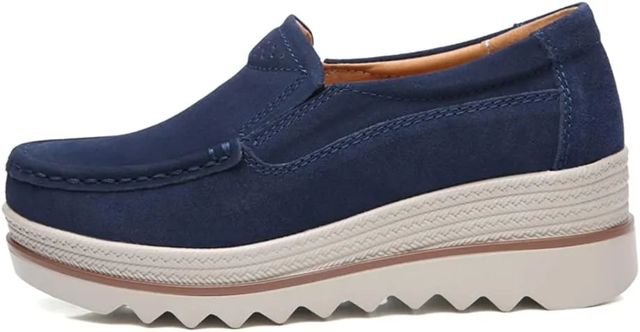 YING LAN Women Slip On Loafers Comfort Suede Moccasins Wide Low Top Shoes