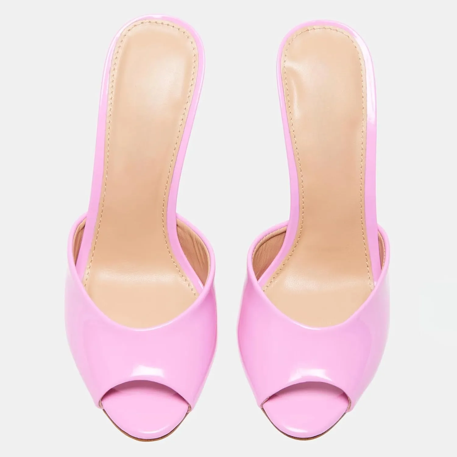 Yishaweiqi Women's Mesh Heeled Sandals Peep Toe Mules Slip on Stiletto High Heels Dress Sexy Slide Sandals