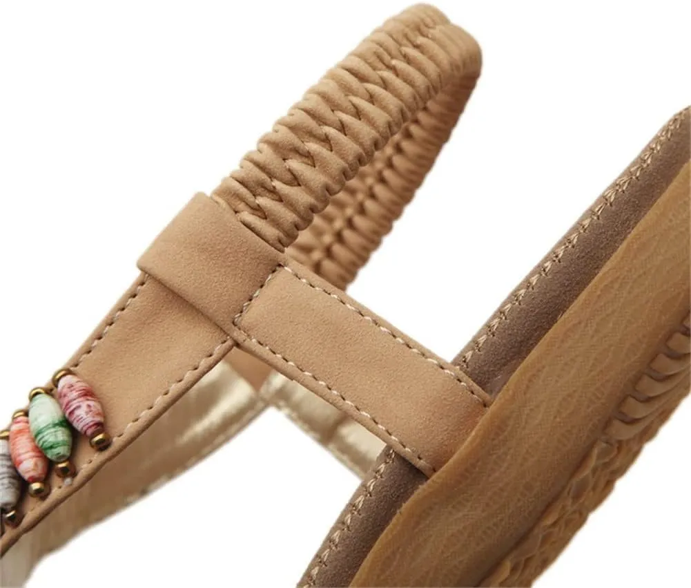 Youllyuu Women Bohemian Beaded Sandals Clip Toe Flat Shoes Summer Beach Sandals Shoes