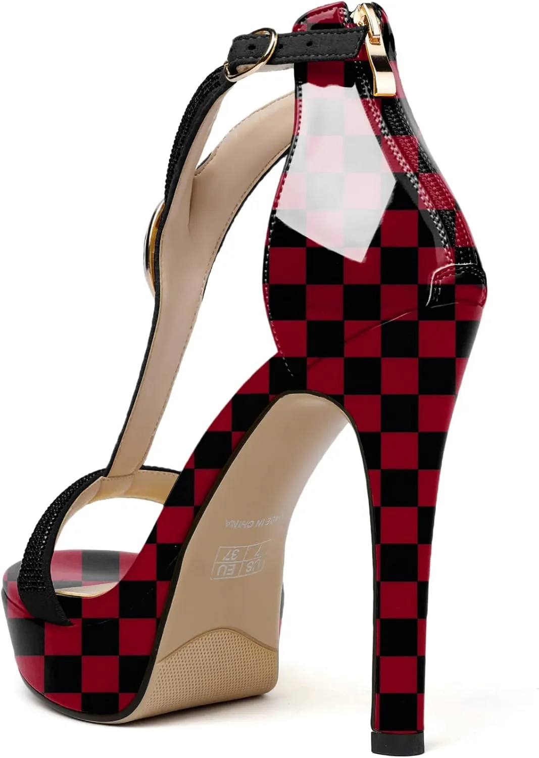 Zamikoo High Heel Sandals for women Ankle Strap Platform High Heels Open Toe Stiletto Rhinestone Heels Heeled Pumps Dress Shoes for Wedding Party