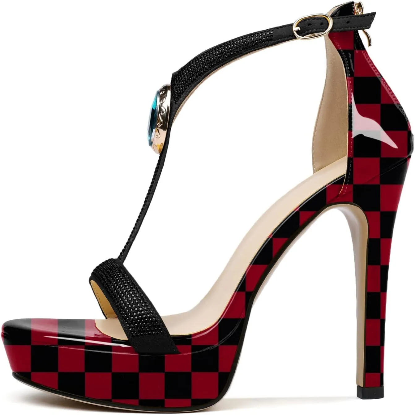 Zamikoo High Heel Sandals for women Ankle Strap Platform High Heels Open Toe Stiletto Rhinestone Heels Heeled Pumps Dress Shoes for Wedding Party