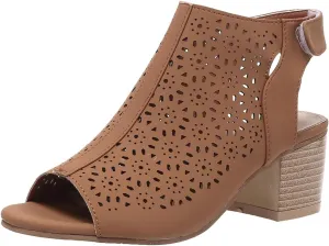 ZDLJLY Peep Toe Booties Women, Ankle Booties Skeleton Boots Hook & Loop Strap Cut Out Mid Block Heel Sandals for Women