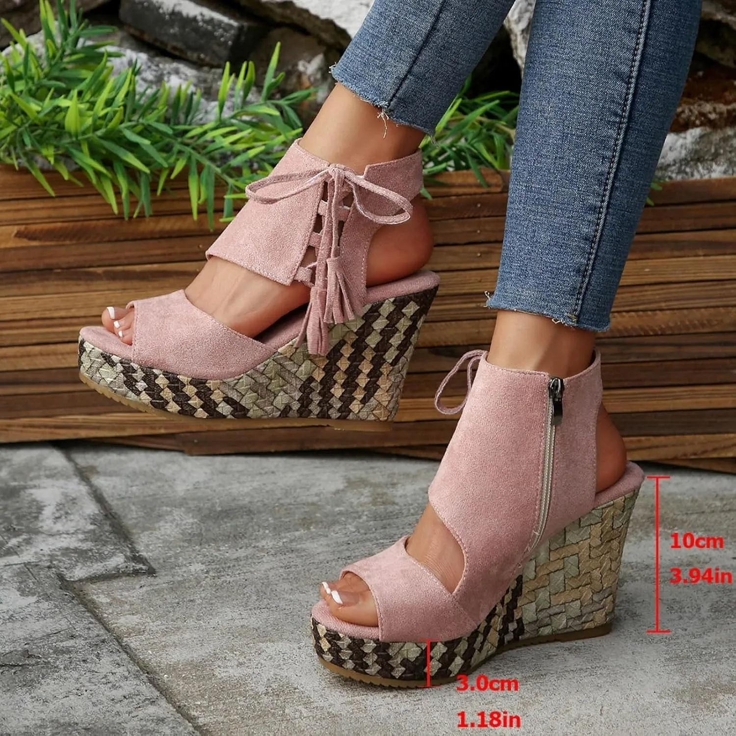 ZDLJYL Womens Espadrilles Wedges Sandals Heels Open Toe Tie Lace Up Platform Ankle Strap Summer Dress Shoes Boho Party Shoes