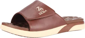 ZEBA Men's Premium Leather Easy Slip-On Massaging Sandals Slides
