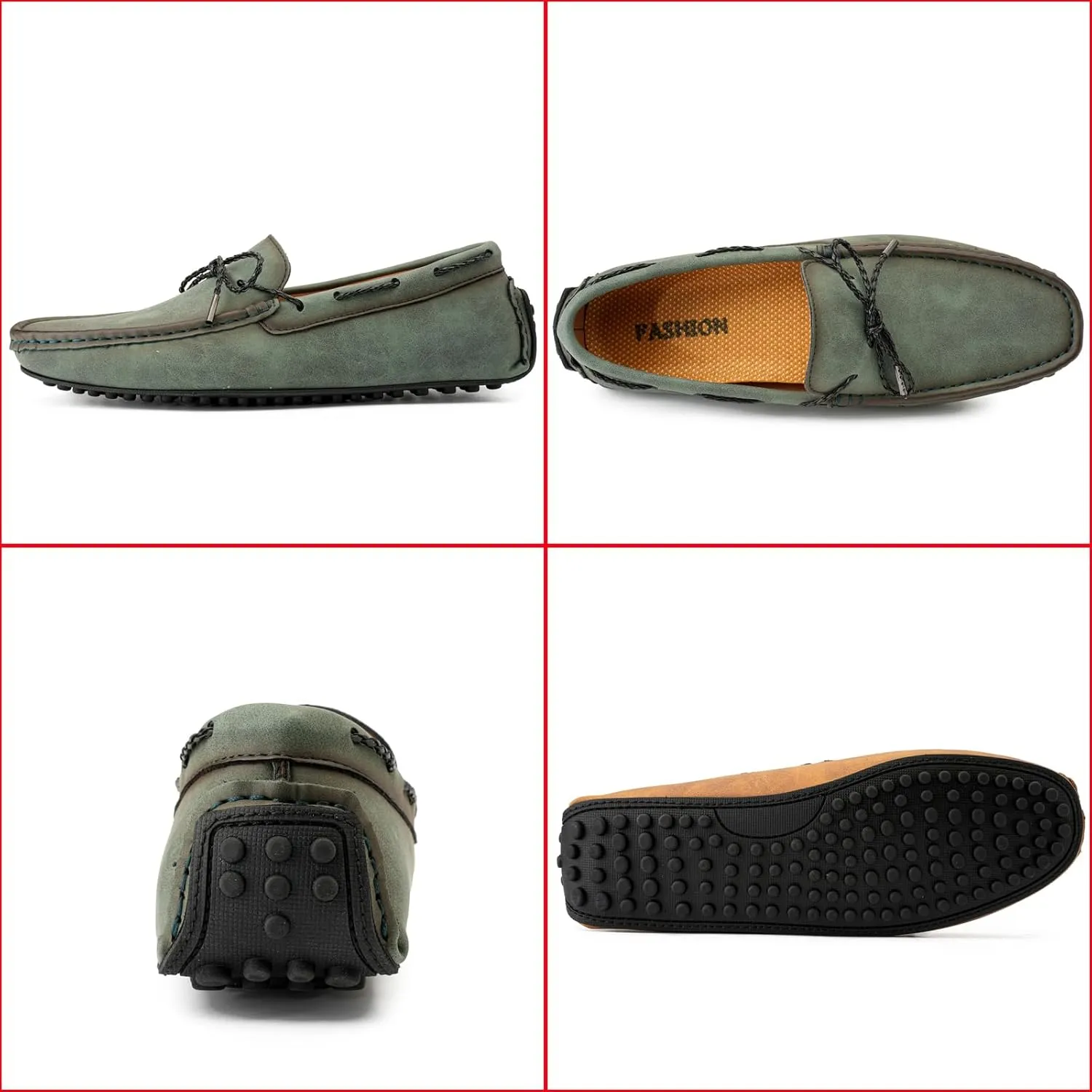 Zeberfi Men's Leather Moccasins Penny Loafers Casual Lace up Slip on Gommino Flat Driving Shoes Comfort Dress Boat Shoes