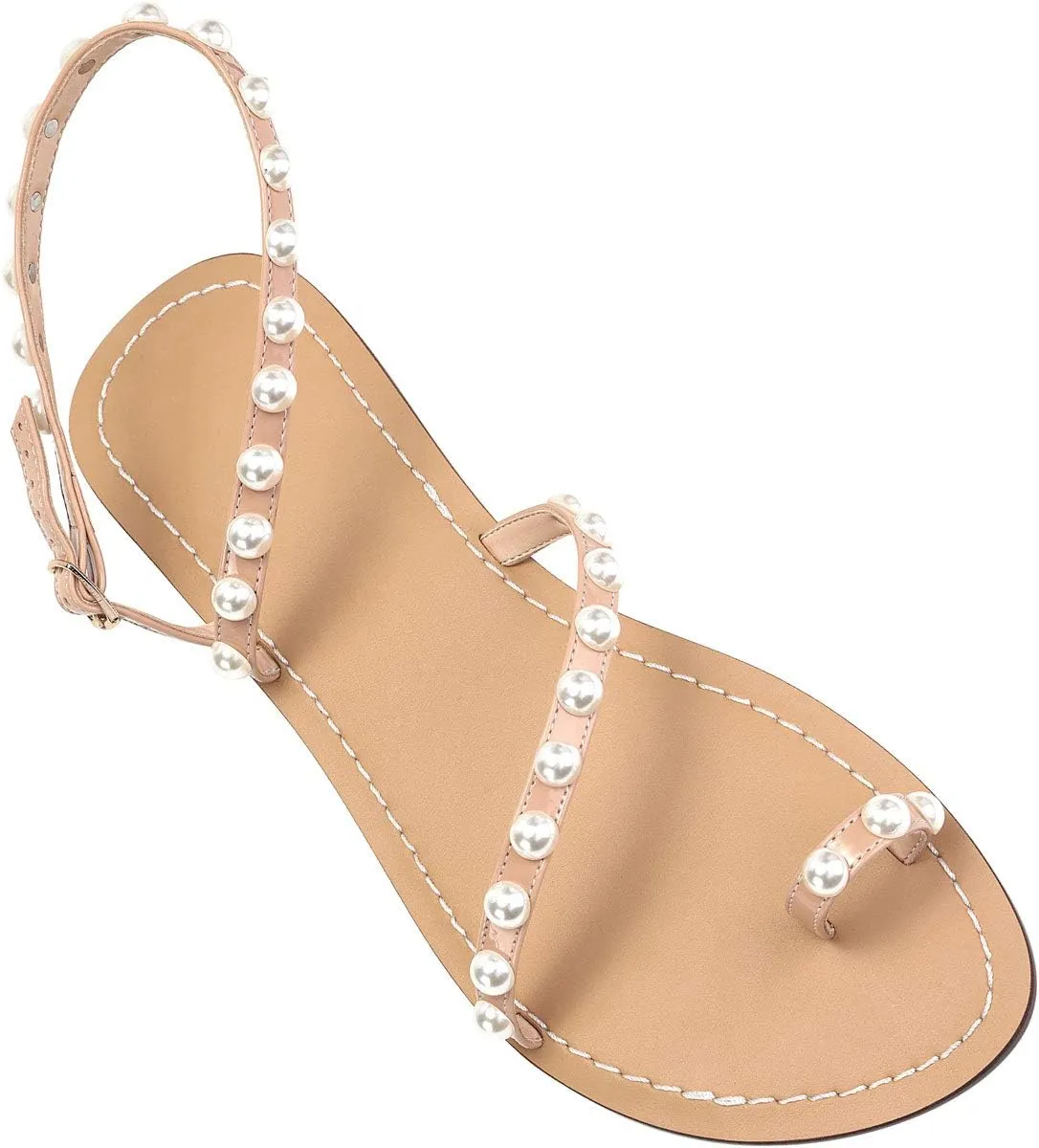 ZhuLinFeng Women'S Wedding Flat Sandals, White Lace Sandals, Beach Sandals, Wedding Party Dress White Dress Sandals Size 6