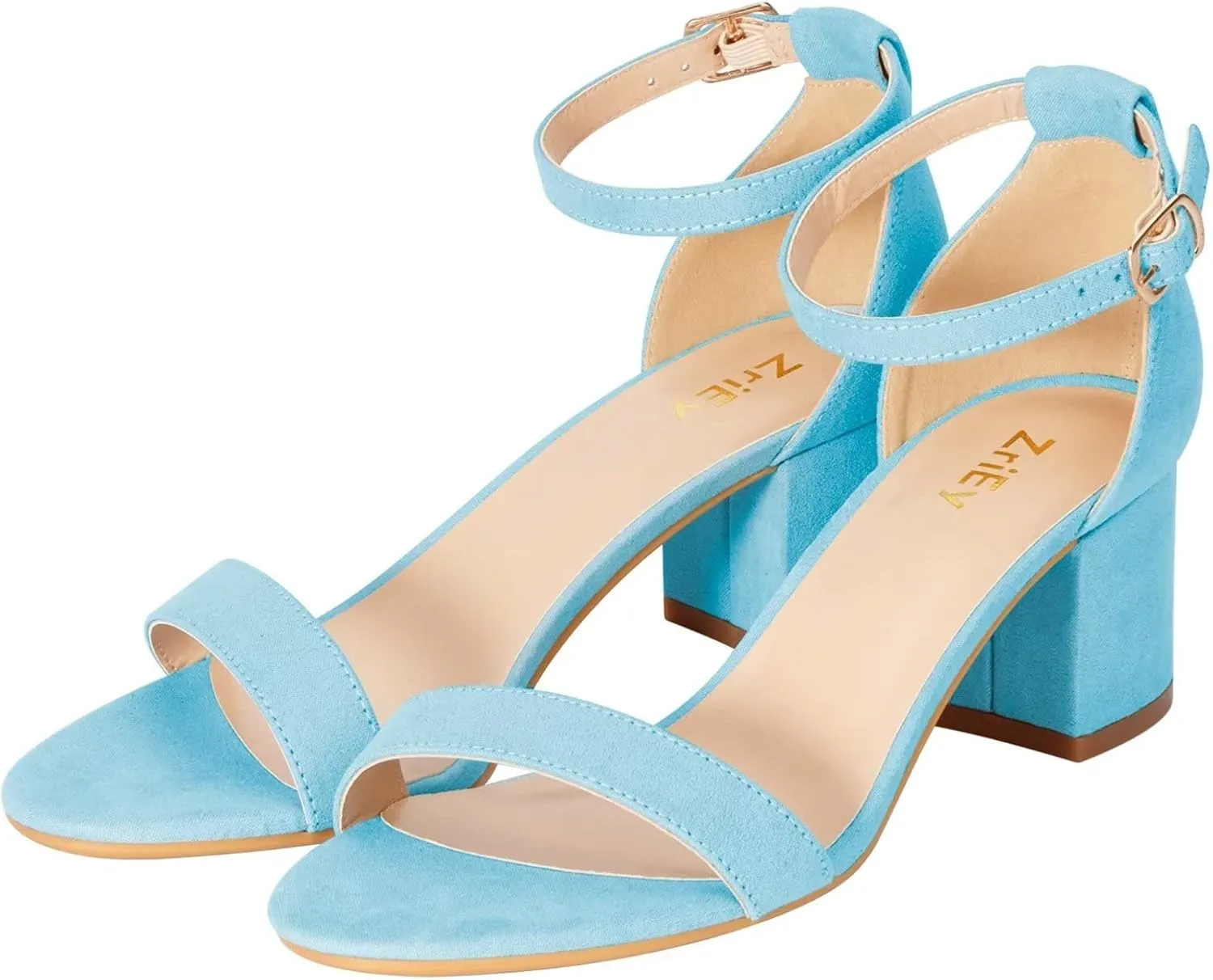ZriEy Chunky Heels for Women Strappy Platform Sandals Open Toe Heeled Sandals Ankle Strap Adjustable Buckle Lucite Chunky High Heel Shoes