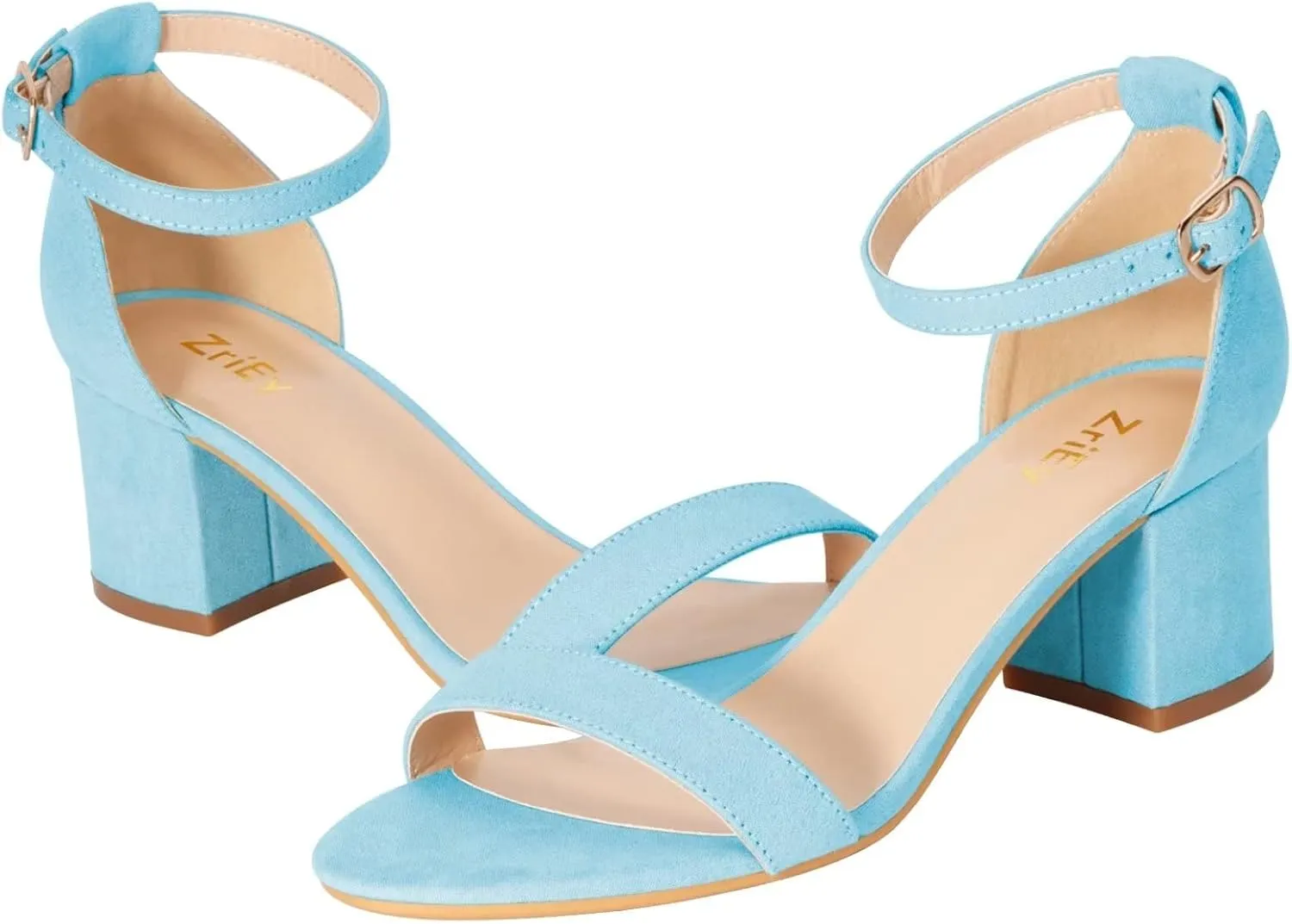 ZriEy Chunky Heels for Women Strappy Platform Sandals Open Toe Heeled Sandals Ankle Strap Adjustable Buckle Lucite Chunky High Heel Shoes
